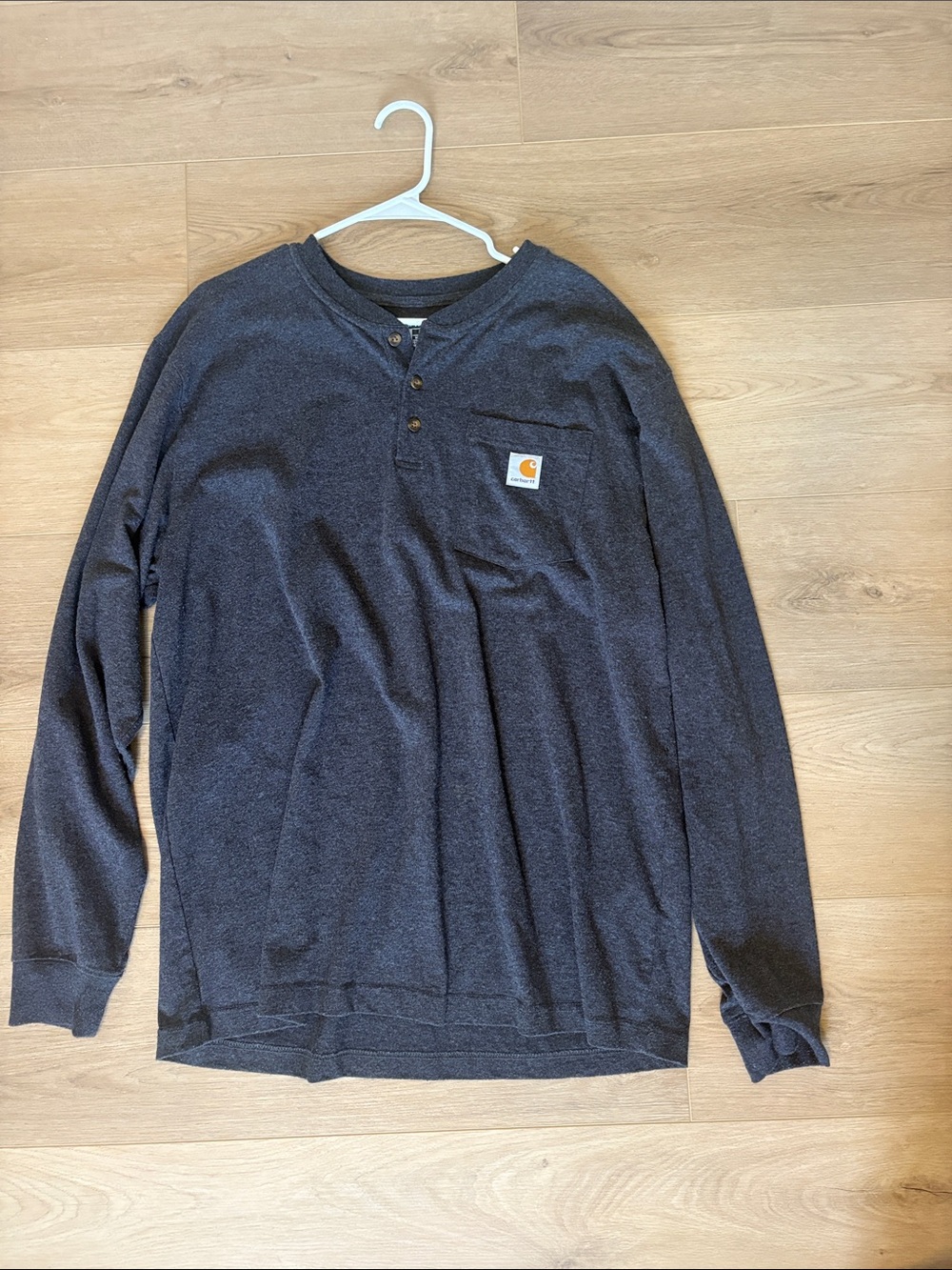 Carhartt Men's Long-Sleeve Henley in Dark Charcoal
